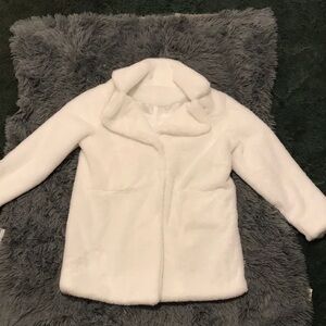 Elegant White Faux Fur Coat
